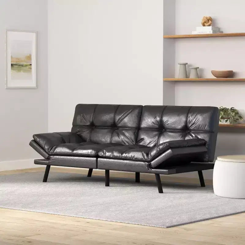 Dyonery 71, divano letto in ecopelle convertibile, futon letto in memory foam, divano letto moderno piccolo con schienale sdoppiato per soggiorno