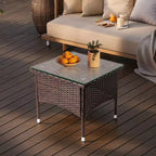 Tavolino laterale quadrato in vimini marrone per esterni Karl Home|Patio