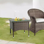 Tavolino laterale quadrato in vimini marrone per esterni Karl Home|Patio