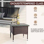 Tavolino laterale quadrato in vimini marrone per esterni Karl Home|Patio
