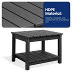 Table d'appoint de patio Hyleory durable en PEHD - Table d'appoint d'extérieur résistante aux intempéries