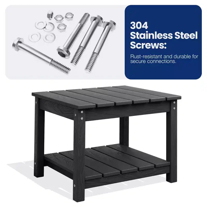 Table d'appoint de patio Hyleory durable en PEHD - Table d'appoint d'extérieur résistante aux intempéries