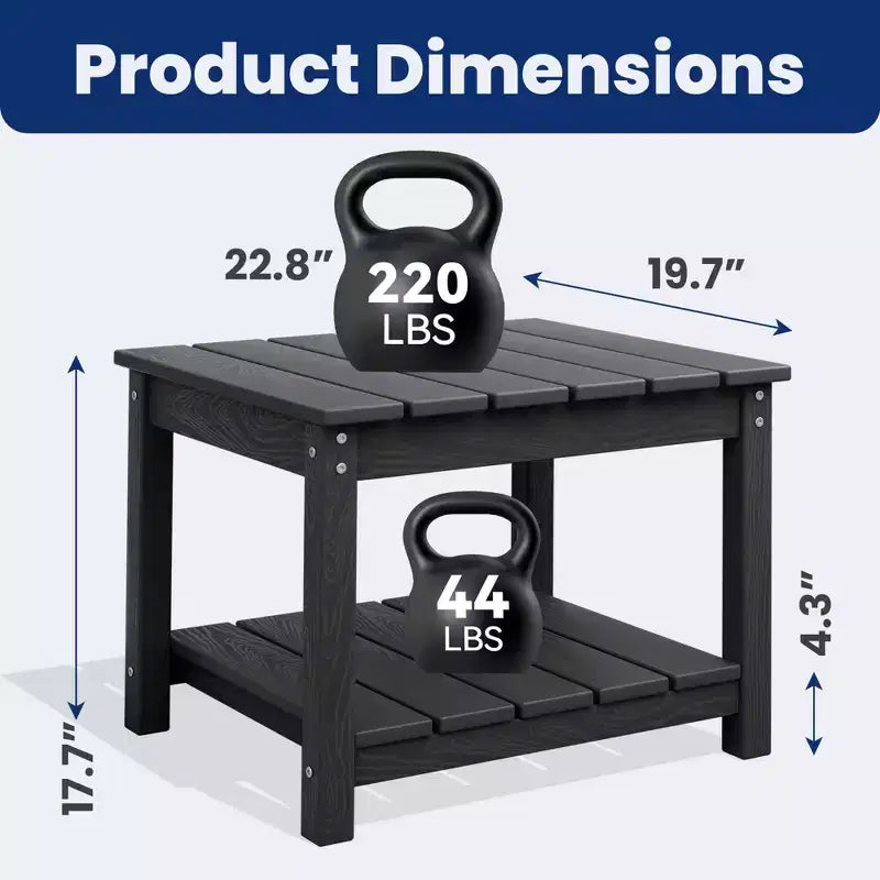 Table d'appoint de patio Hyleory durable en PEHD - Table d'appoint d'extérieur résistante aux intempéries