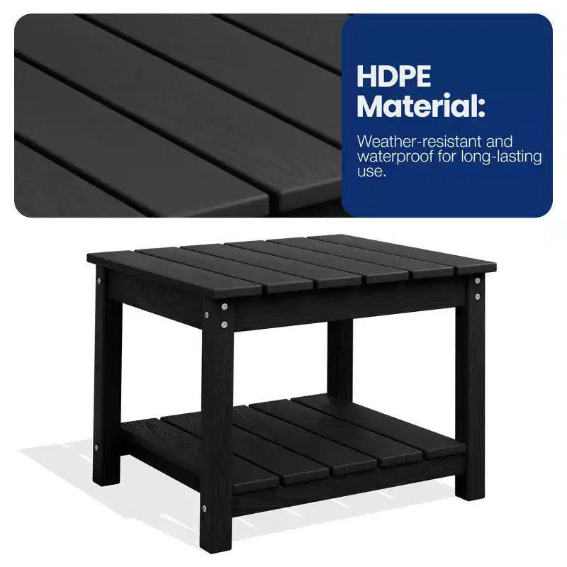 Table d'appoint de patio Hyleory durable en PEHD - Table d'appoint d'extérieur résistante aux intempéries