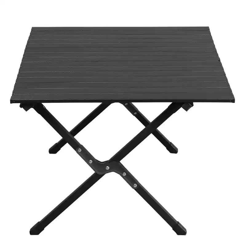 NAYSAYE Patio End Table Folding Camping Table Carbon Steel Roll Up Design 220lbs Load Capacity for Outdoor Use, Black, 33.86*23.62*16.54