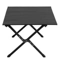 NAYSAYE Patio End Table Folding Camping Table Carbon Steel Roll Up Design 220lbs Load Capacity for Outdoor Use, Black, 33.86*23.62*16.54