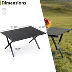 NAYSAYE Table d'appoint de patio, table de camping pliante en acier au carbone, conception enroulable, capacité de charge de 100 kg pour l'extérieur, noir, 33.86*23.62*16.54
