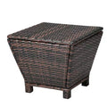 NAYSAYE Patio End Table Trapezoid PE Rattan Side Table 13Gallon Storage Brown Gradient for Outdoor Use, Brown, 20*20*16.5