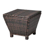 NAYSAYE Patio End Table Trapezoid PE Rattan Side Table 13Gallon Storage Brown Gradient for Outdoor Use, Brown, 20*20*16.5