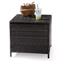 NAYSAYE Patio End Table Square Folding PE Rattan Side Table 27Gallon Storage with Lid for Outdoor Use, Black, 20.8*20.8*19.6