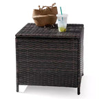 NAYSAYE Patio End Table Square Folding PE Rattan Side Table 27Gallon Storage with Lid for Outdoor Use, Black, 20.8*20.8*19.6