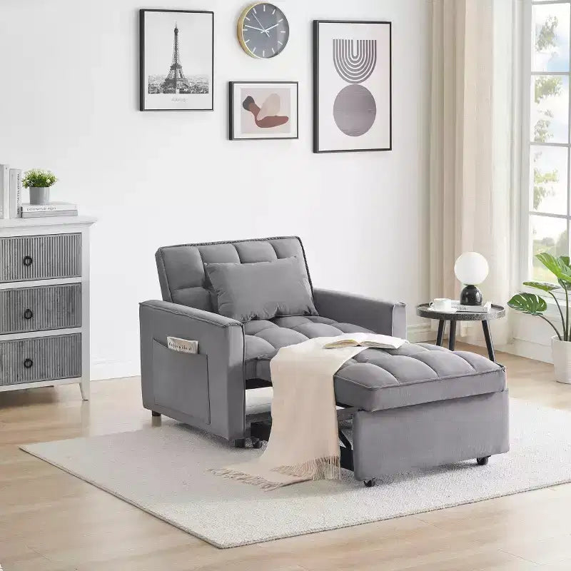 Poltrona Letto Convertibile PexFix, Ideale per Spazi Piccoli con Schienale Regolabile