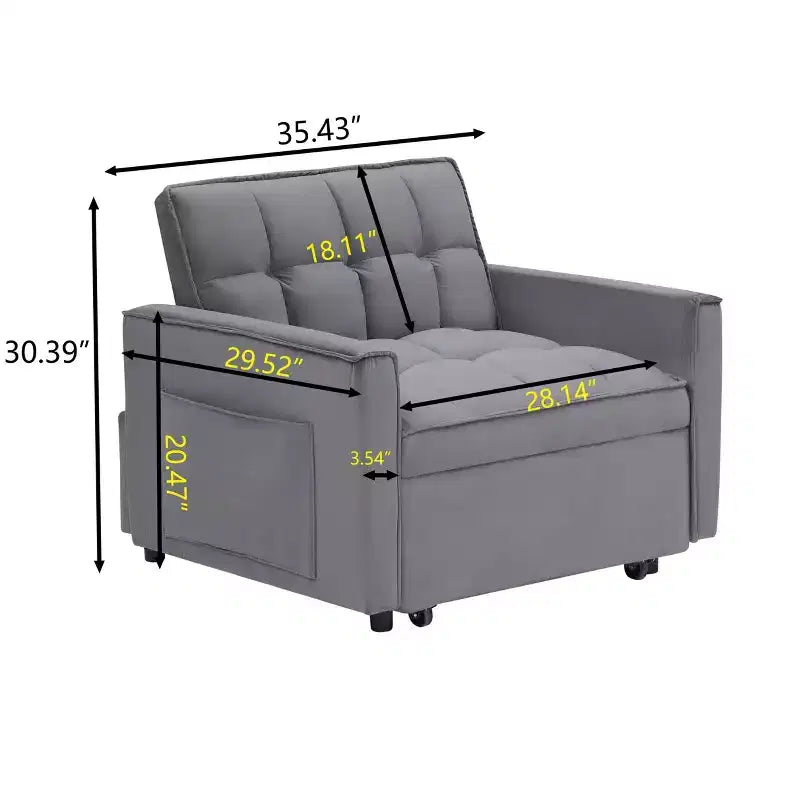 Poltrona Letto Convertibile PexFix, Ideale per Spazi Piccoli con Schienale Regolabile