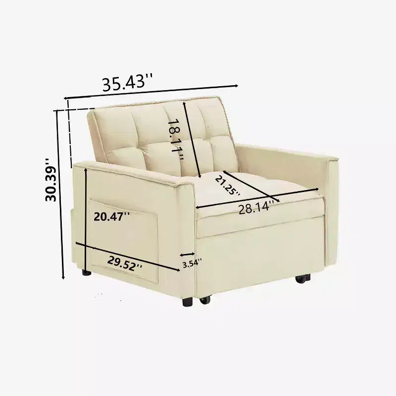 Poltrona Letto Convertibile PexFix, Ideale per Spazi Piccoli con Schienale Regolabile