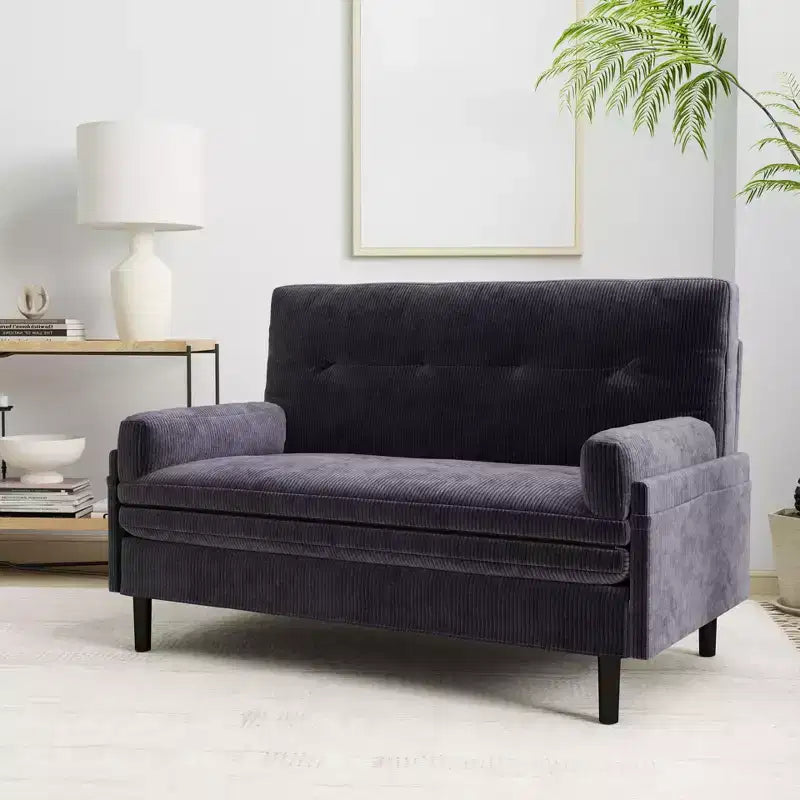 Divano letto Okak Loveseat, divano letto convertibile a 2 posti con schienale reclinabile e 2 braccioli per piccoli appartamenti, soggiorno