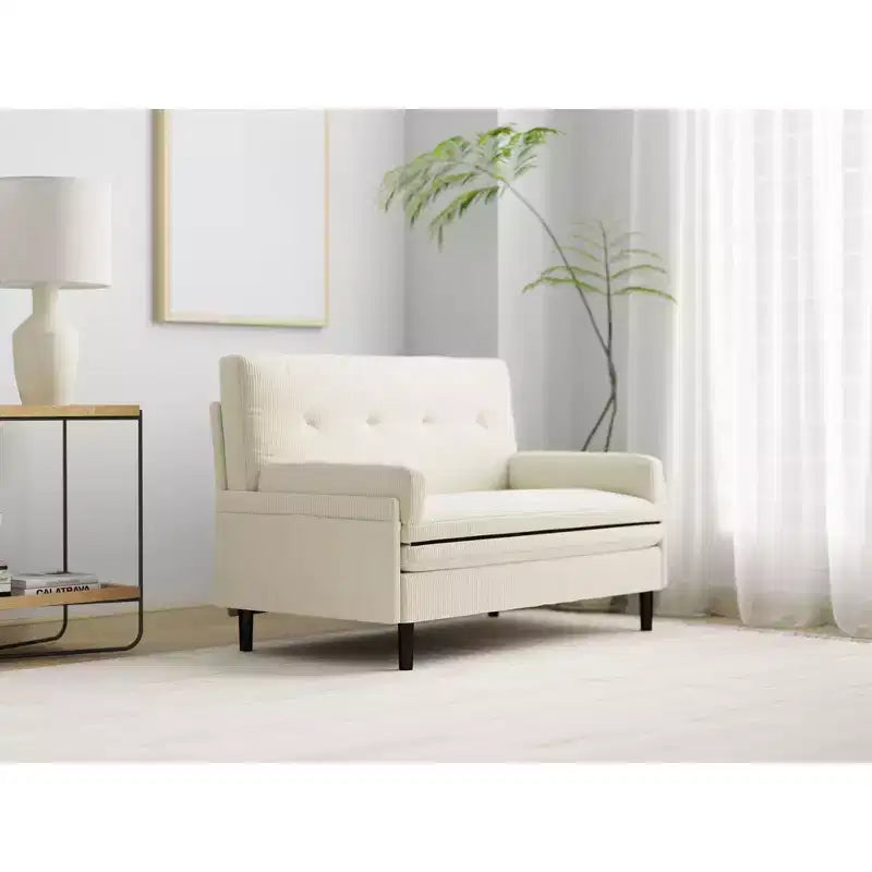 Divano letto Okak Loveseat, divano letto convertibile a 2 posti con schienale reclinabile e 2 braccioli per piccoli appartamenti, soggiorno