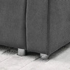 Divano Letto Convertibile a L Okak 90, Divano Sezionale Estraibile con Contenitore e Rivestimenti in Velluto a Coste Rimovibili per Soggiorno