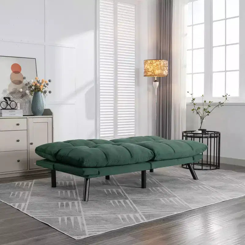 Divano letto moderno Okak Futon, divano letto matrimoniale convertibile reclinabile per piccoli appartamenti, soggiorno