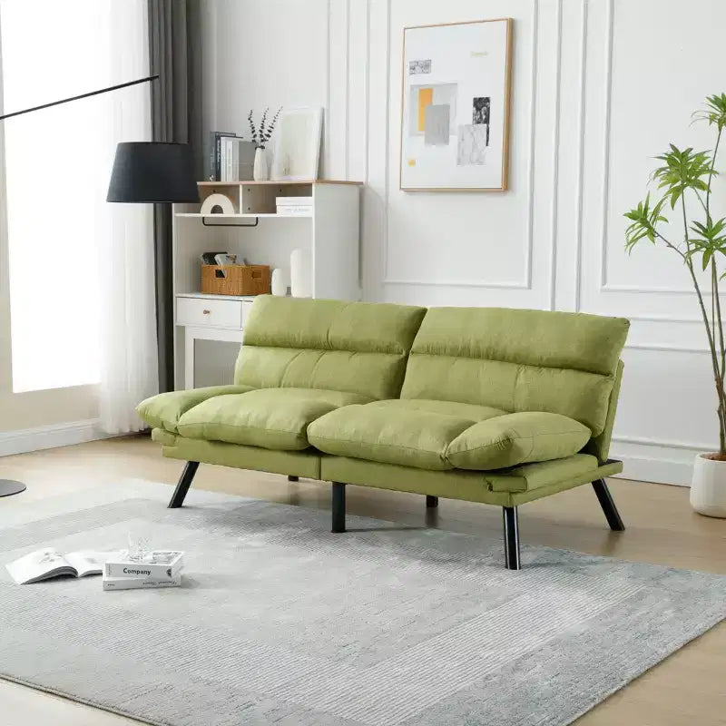 Divano letto moderno Okak Futon, divano letto matrimoniale convertibile reclinabile per piccoli appartamenti, soggiorno
