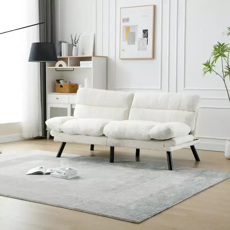 Divano letto moderno Okak Futon, divano letto matrimoniale convertibile reclinabile per piccoli appartamenti, soggiorno