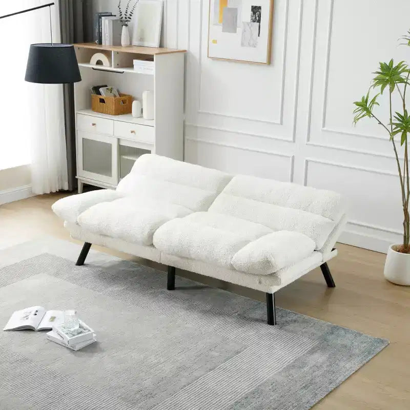 Divano letto moderno Okak Futon, divano letto matrimoniale convertibile reclinabile per piccoli appartamenti, soggiorno