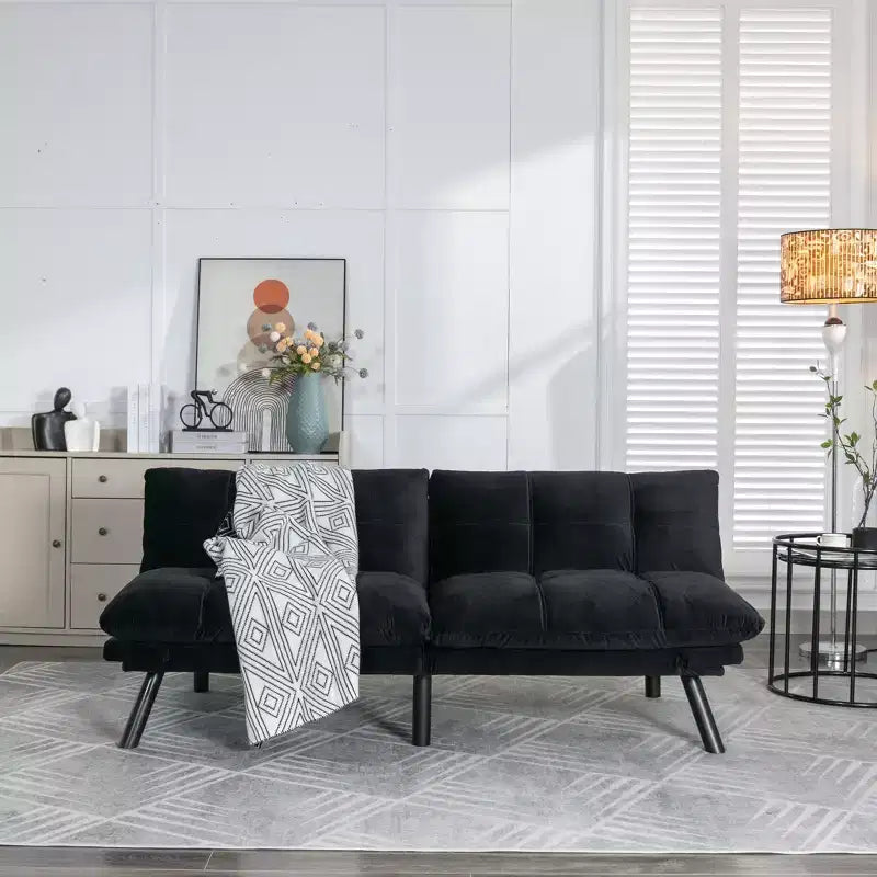 Divano letto moderno Okak Futon, divano letto matrimoniale convertibile reclinabile per piccoli appartamenti, soggiorno