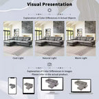Canapé sectionnel convertible en L Okak 106 places avec pouf mobile et pieds réglables bicolores, canapé en chenille nuage pour salon, appartement