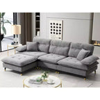 Canapé sectionnel convertible en L Okak 106 places avec pouf mobile et pieds réglables bicolores, canapé en chenille nuage pour salon, appartement