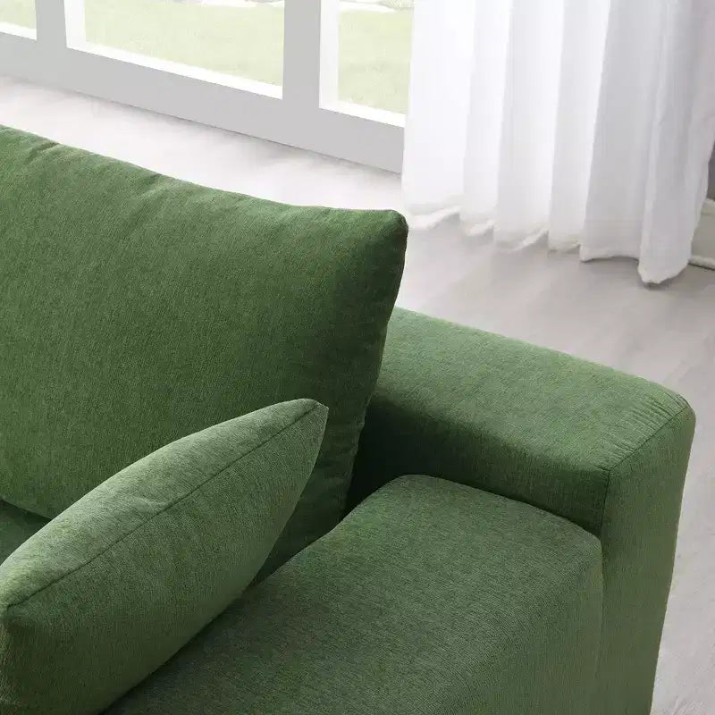 Divano componibile minimalista a L Okak, in ciniglia, da terra, imbottito compresso, 2 pezzi a combinazione libera per soggiorno, appartamento
