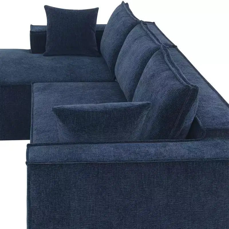Divano componibile minimalista a L Okak, in ciniglia, da terra, imbottito compresso, 2 pezzi a combinazione libera per soggiorno, appartamento