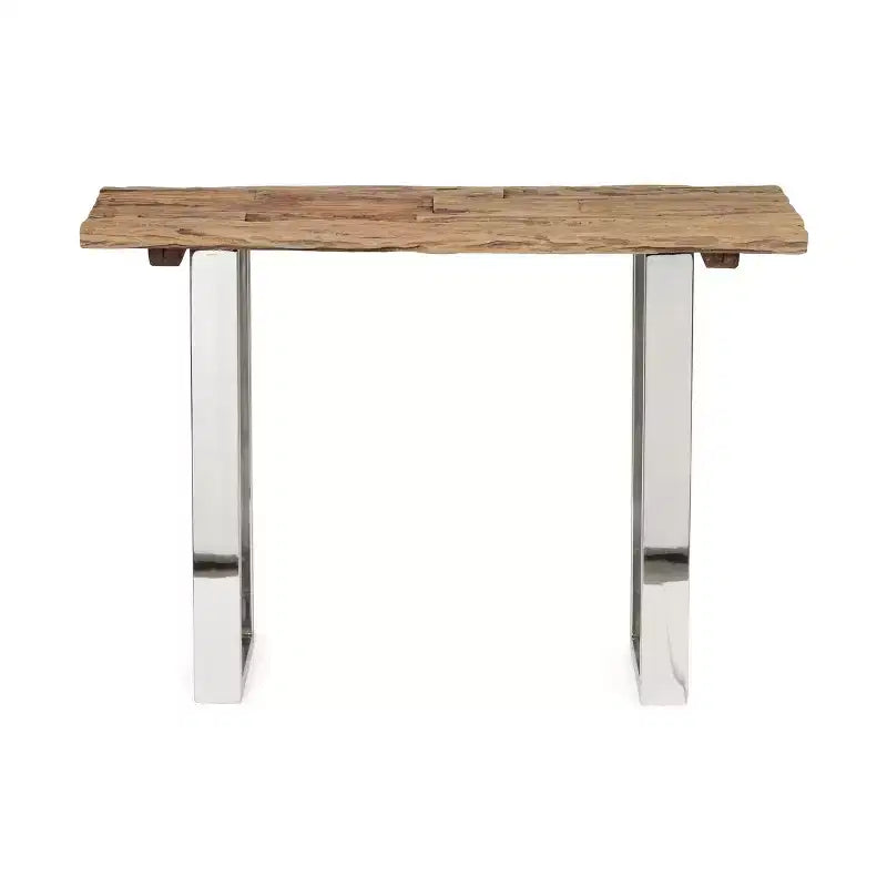 Okak Boho Tavolo Consolle da Esterno Artigianale Tavolini Laterali con Struttura in Acciaio Inox Tavolino da Giardino per Patio Esterno e Interno Balcone Cortile