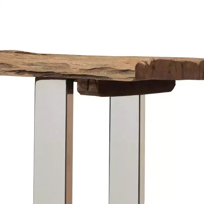 Okak Boho Tavolo Consolle da Esterno Artigianale Tavolini Laterali con Struttura in Acciaio Inox Tavolino da Giardino per Patio Esterno e Interno Balcone Cortile