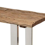 Okak Boho Tavolo Consolle da Esterno Artigianale Tavolini Laterali con Struttura in Acciaio Inox Tavolino da Giardino per Patio Esterno e Interno Balcone Cortile