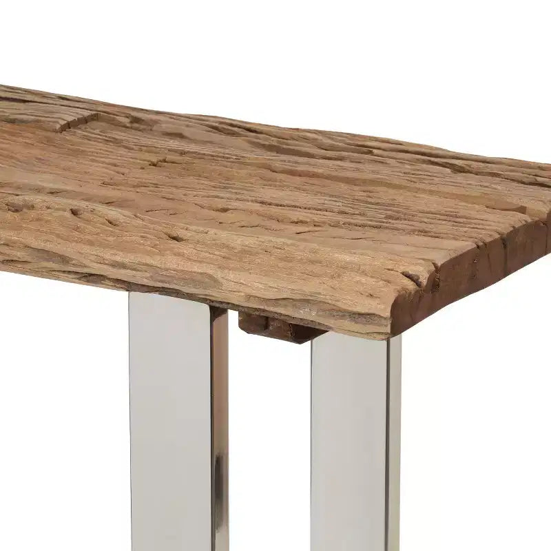 Okak Boho Tavolo Consolle da Esterno Artigianale Tavolini Laterali con Struttura in Acciaio Inox Tavolino da Giardino per Patio Esterno e Interno Balcone Cortile