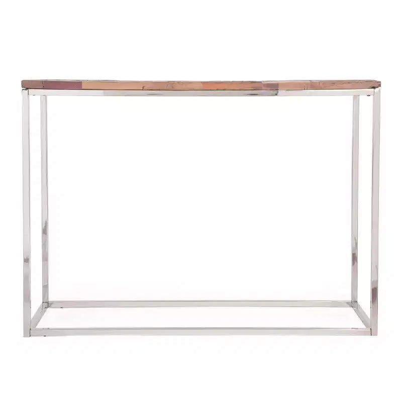 Okak Boho Tavolo Consolle da Esterno Artigianale Tavolini Laterali con Struttura in Acciaio Inox Tavolino da Giardino per Patio Esterno e Interno Balcone Cortile