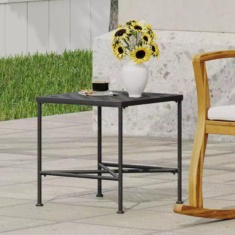 Okak Boho Tavolo Consolle da Esterno Artigianale Tavolini Laterali con Struttura in Acciaio Inox Tavolino da Giardino per Patio Esterno e Interno Balcone Cortile