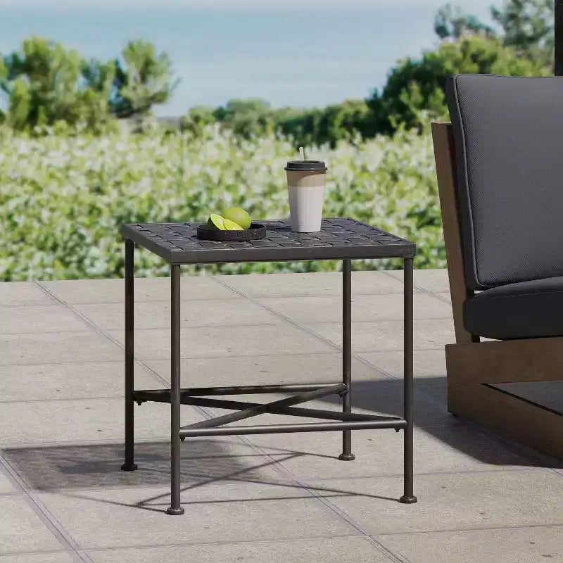 Okak Boho Tavolo Consolle da Esterno Artigianale Tavolini Laterali con Struttura in Acciaio Inox Tavolino da Giardino per Patio Esterno e Interno Balcone Cortile