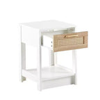 Okak 15.75 Table d'appoint rustique en rotin avec tiroir Table de chevet moderne Intérieur et extérieur pour salon et chambre à coucher