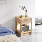 Okak 15.75 Table d'appoint rustique en rotin avec tiroir Table de chevet moderne Intérieur et extérieur pour salon et chambre à coucher