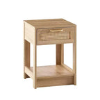 Okak 15.75 Table d'appoint rustique en rotin avec tiroir Table de chevet moderne Intérieur et extérieur pour salon et chambre à coucher