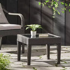 Tables d'appoint d'extérieur en osier Okak avec plateau en verre, imperméables, portables, pour patio, table de chevet, intérieur et extérieur, pour jardin, balcon, cour, piscine