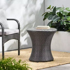 Okak Tavolini Laterali da Esterno in Rattan a Clessidra, Impermeabili e Portatili, Tavolino da Patio/Comodino per Esterni e Interni per Giardino, Balcone, Cortile, Piscina