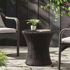 Okak Tavolini Laterali da Esterno in Rattan a Clessidra, Impermeabili e Portatili, Tavolino da Patio/Comodino per Esterni e Interni per Giardino, Balcone, Cortile, Piscina