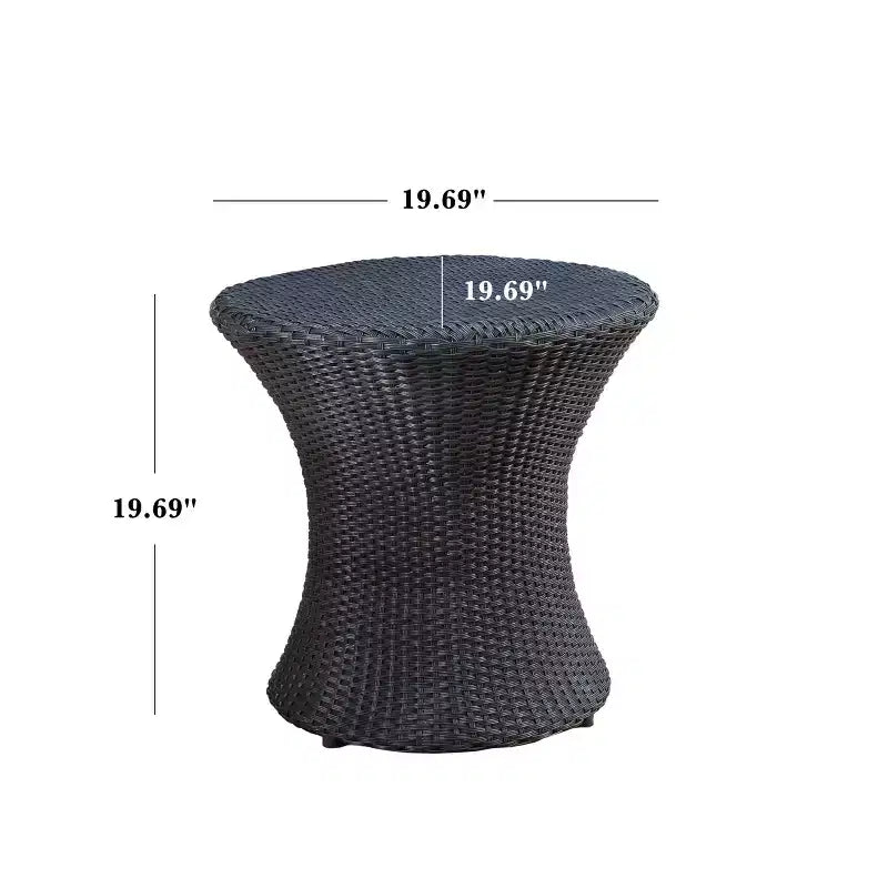 Okak Tavolini Laterali da Esterno in Rattan a Clessidra, Impermeabili e Portatili, Tavolino da Patio/Comodino per Esterni e Interni per Giardino, Balcone, Cortile, Piscina