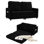 Canapé-lit futon convertible 3-en-1 Mjkone, causeuse-lit pliable capitonnée avec poches latérales, gain de place