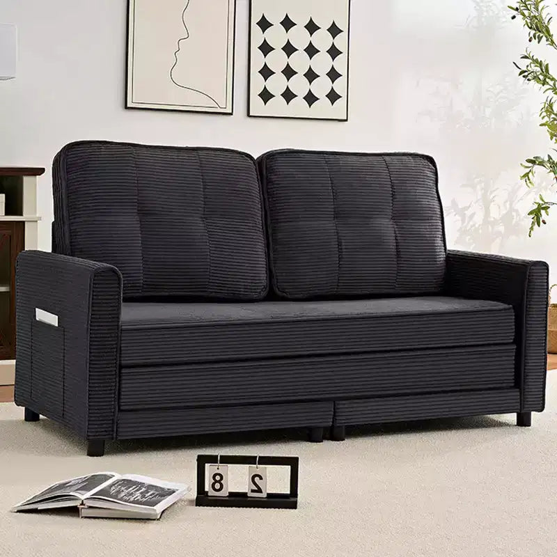 Canapé-lit futon convertible 3-en-1 Mjkone, causeuse-lit pliable capitonnée avec poches latérales, gain de place
