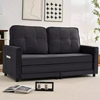 Canapé-lit futon convertible 3-en-1 Mjkone, causeuse-lit pliable capitonnée avec poches latérales, gain de place
