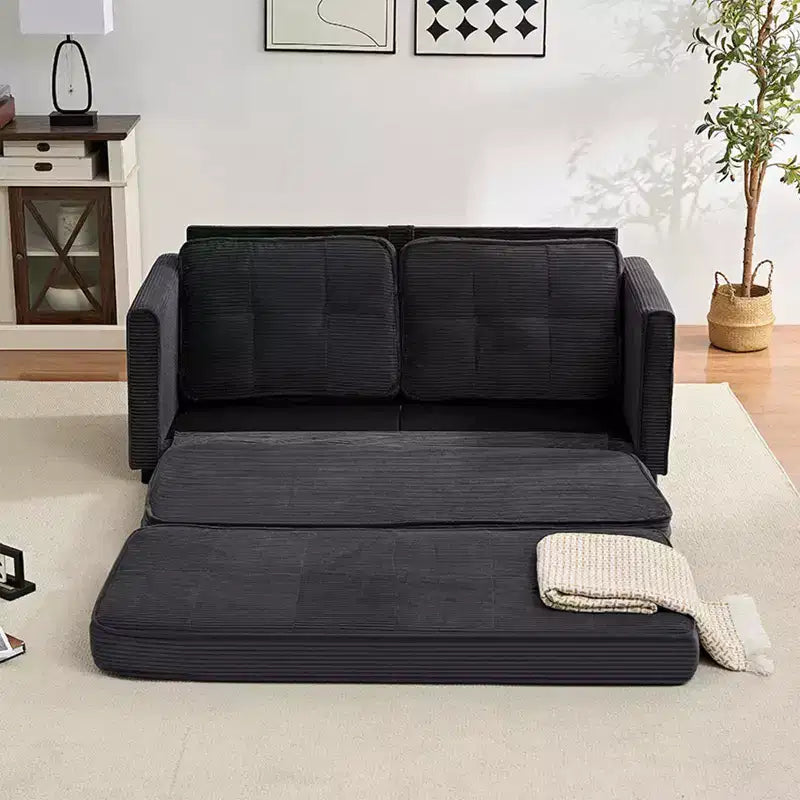 Canapé-lit futon convertible 3-en-1 Mjkone, causeuse-lit pliable capitonnée avec poches latérales, gain de place