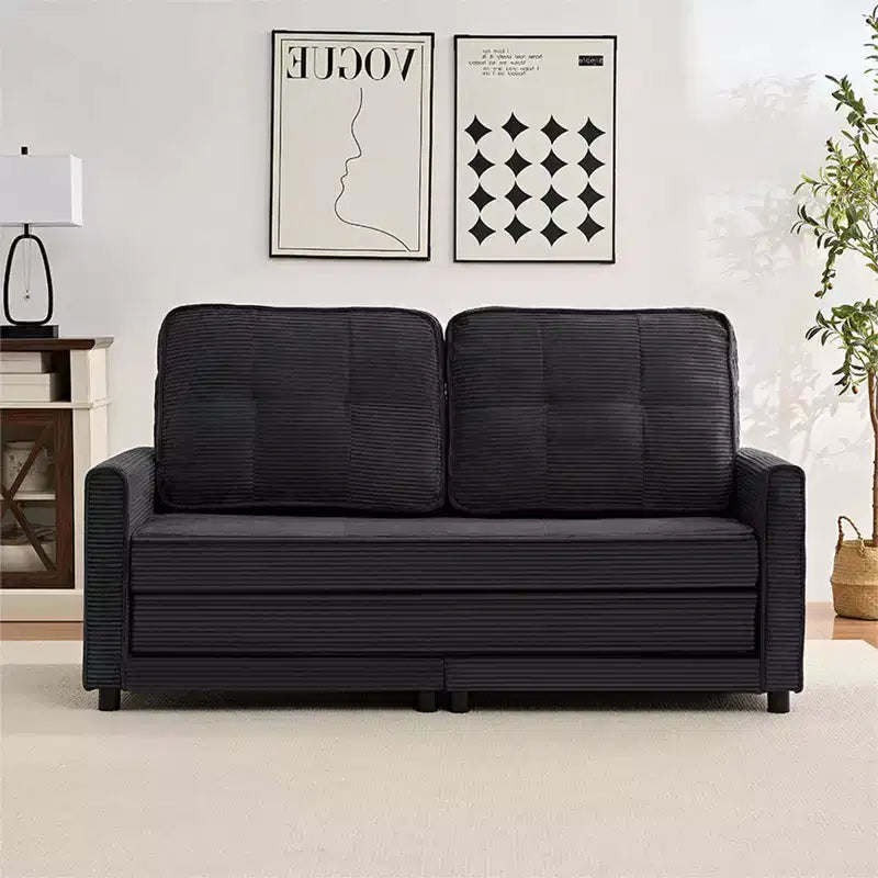 Canapé-lit futon convertible 3-en-1 Mjkone, causeuse-lit pliable capitonnée avec poches latérales, gain de place