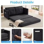 Canapé-lit futon convertible 3-en-1 Mjkone, causeuse-lit pliable capitonnée avec poches latérales, gain de place
